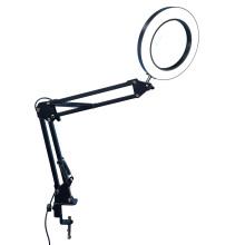 2-in-1 ontwerp: vergrootglas met licht en standaard, LED-bureaulamp met klem, in hoogte verstelbaar, 72 LED's, 3 kleurmodi, traploos dimmen.