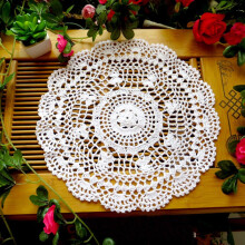 Crochet Table Runner Set 2PCS 12 Inch White Cotton Doilies Handmade Vintage Floral Lace Decor