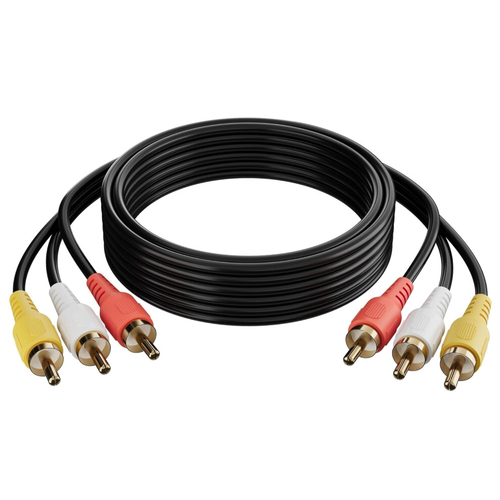 3 Rca Cable 15Foot Goldplated Audio Video Cable Male To Male Noisereduction Compatible With Dvd Vcd Home Theater Avr 9001264936112