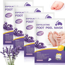 4 Pairs Lavender Foot Peel Mask for Dead Skin Removal with Moisturizing Gel Socks, Spa Quality Care