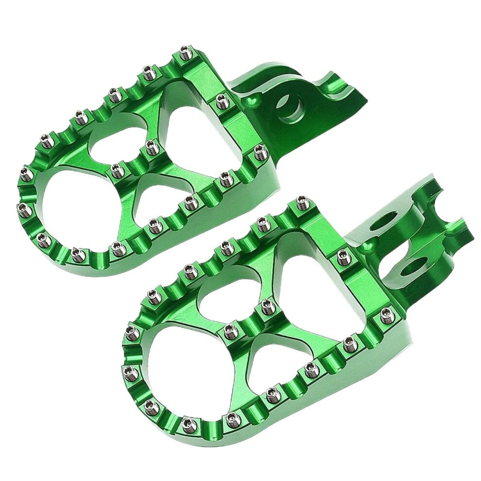 Wide Aluminum Nonslip Motorcycle Foot Pegs For Kawasaki Kx250 Kx450 Green 9426802815474