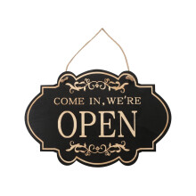 Store Hanging Open Closed Sign - Wooden Reversible Double-Sided Business Sign for Door Window Use in Restaurants, Bars, and Cafes