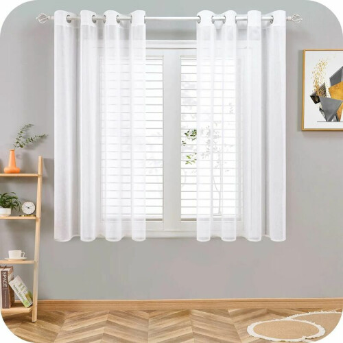 Elegant Decor Linen Διαφανή Πάνελ Κουρτίνας Grommet, Αέρινο Voile Διαφανές Φιλτράρισμα Φωτός 1