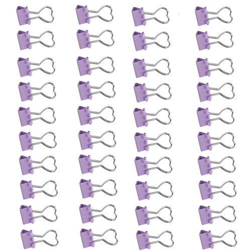 40 pièces/ensemble pinces à reliure en forme de coeur-Violet