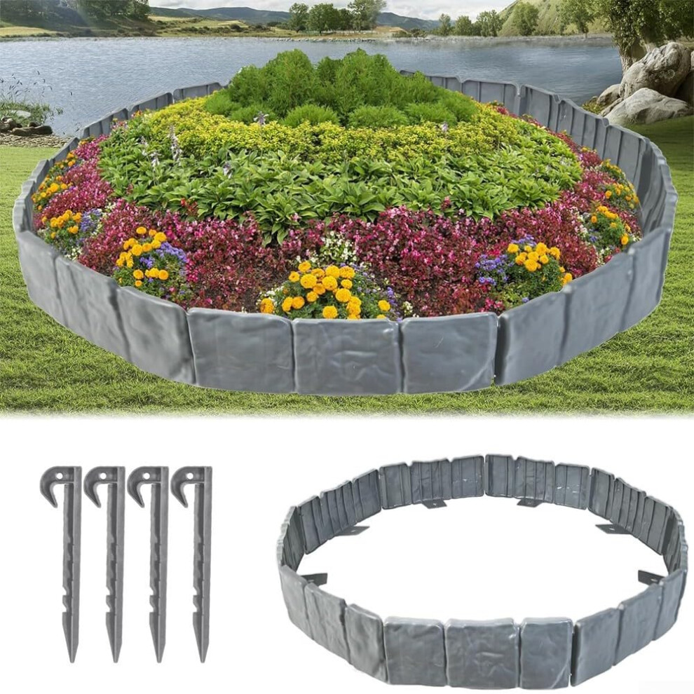 Flexible Garden Edging Border With Stakes For Plant Protection And Weatherresistant Lawn Border (Grey) 9001264937973
