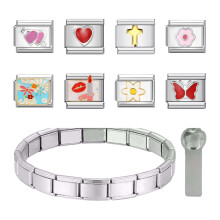 Modular Italian Charm Bracelet Gold Silver 9mm Stainless-Set 1