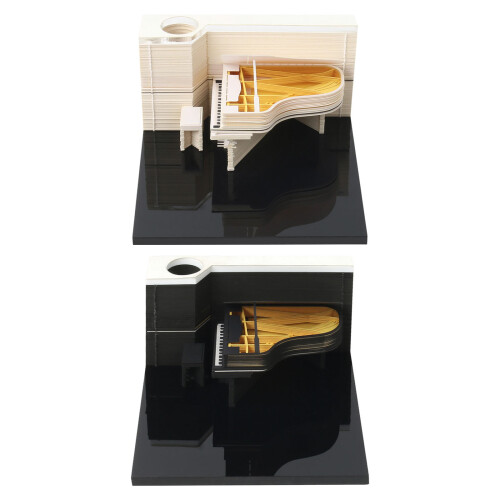 Bloc-notes de piano 3D élégant avec planificateur-Noir 1