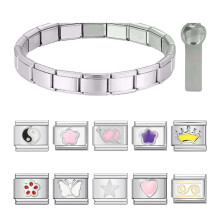DIY Italian Charm Bracelet Gold Silver 9mm Stainless-Set 2