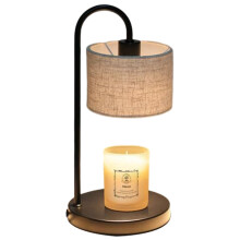 Scaldacandele profumato, dimmerabile in continuo con spegnimento automatico e paralume in rattan, scaldacandele dimmerabile con timer per profumare