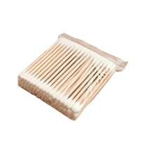 Bastoncini di cotone naturale con punta in cotone, applicatori con manico in legno riciclabile per una pulizia di precisione e un'applicazione