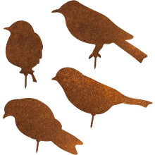 Wetterfeste Vogelfiguren aus Metall, naturgetreue, rustikale Vogeldekoration für Garten und Terrasse, wiederverwendbar, 4 Stück, Eisen,