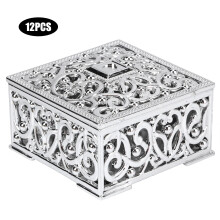 Caixas de doces luxuosas prateadas, com design vazado, perfeitas para lembrancinhas de casamento, para armazenar doces e presentear. Acabamento