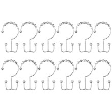 Elegante Duschvorhanghaken, 12er-Set, leichtgängige Ringe für Duschvorhangstangen, Edelstahl