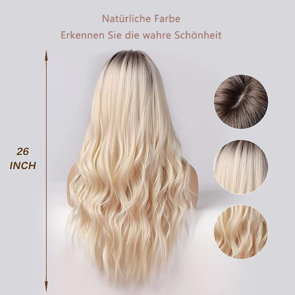 Unisex Stunning Blonde Wig, Long Wavy Synthetic Heat Resistant Fiber, Perfect For Cosplay Party And Easy To Style
