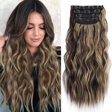 Synthetische haarextensies voor een snelle verandering, hittebestendig synthetisch haar, golvend, clip-in, gemakkelijk te gebruiken voor diverse