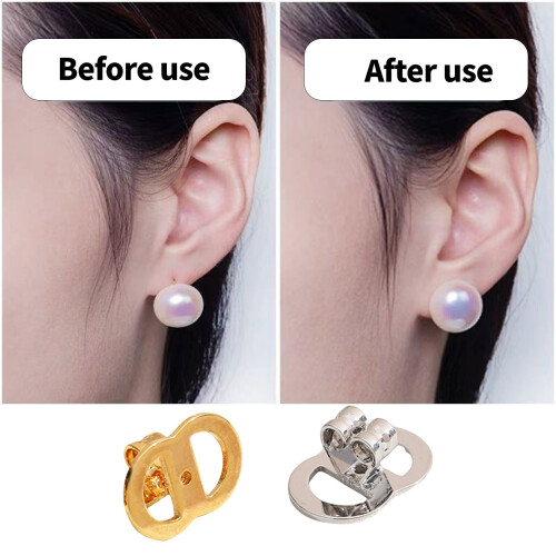 Gold or Silver Earring Backs With Secure 8 Shape Structure-Gold 2