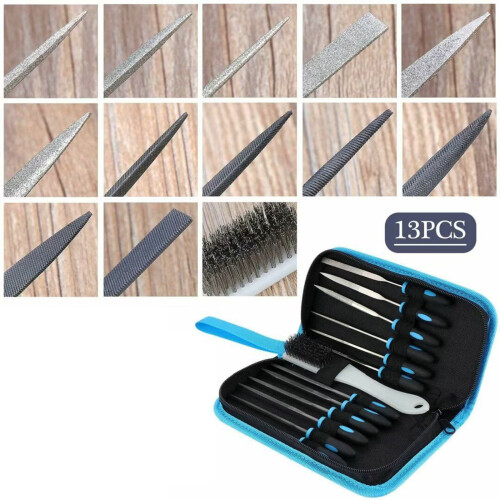 Ensemble de limes robustes de 13 pièces avec brosse de-Bleu 2