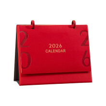 2026 PU-Leder-Kalenderplaner von Januar bis Dezember,-Rot