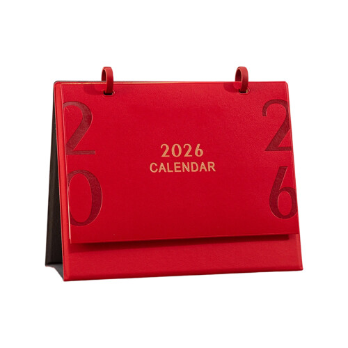 2026 PU-Leder-Kalenderplaner von Januar bis Dezember,-Rot