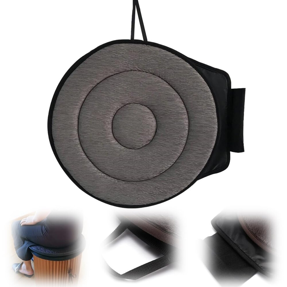 Gray 360 Degree Rotating Seat Cushion For Elderly, Non Slip Swivel Car Seat Pad, Round