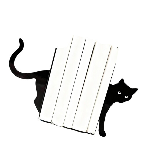 Metal Books Stand Elegant Bookends Bookshelfs Table-thin cat