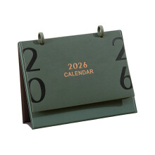 2026 Desk Calendar Planner With Leather Stand Runs from-Green