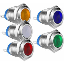 LED-Kontrollleuchte 12–24 V DC, wasserdichtes Metallgehäuse, helle LED mit Abwärtswiderstand für Fahrzeugmodifikationen und Armaturenbrett,
