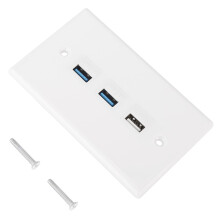 Zásuvka odolná voči neoprávnenej manipulácii s integrovanými portami USB 3.0, nástenný panel, trojportová nabíjacia stanica, jednoduchá