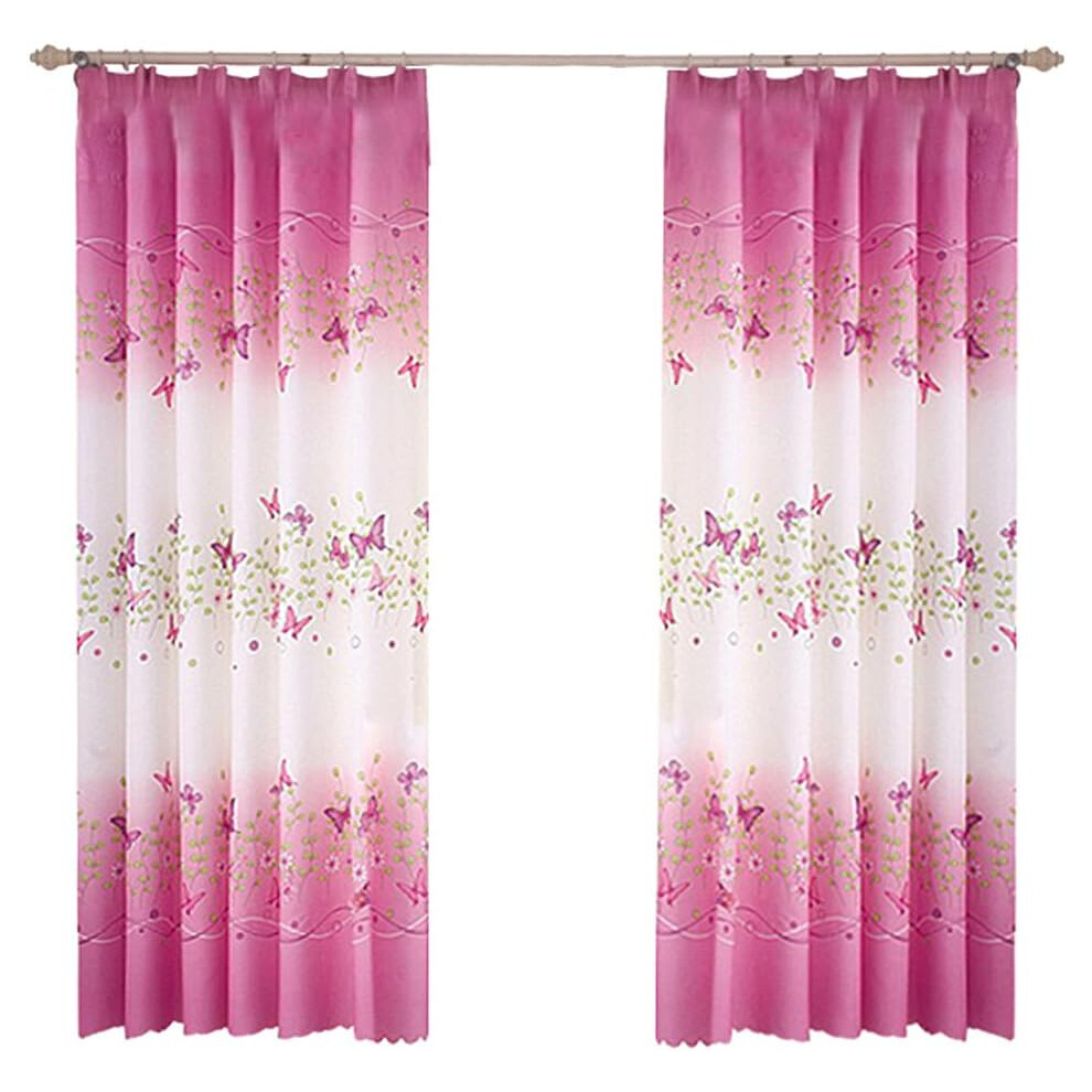 Butterfly Floral Curtain Panels for Beautiful Style, Rod Pocket Design for Easy Installation, Privacy and Noise Reduction, Sunlight Blocking and UV Ra