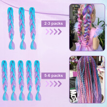 Synthetische ombre vlecht haarextensies, 61 cm kleurrijke vlecht haarextensies voor modieuze dames, glad, zacht, duurzaam en makkelijk te stylen.