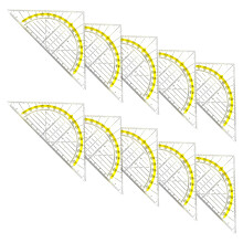 10Pcs Clear Set Square with 180 Degrees Protractors Geometry-A