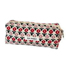 Corduroy Makeup Bag with Floral Print Travel Organizer -7