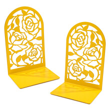 Creative Metal Rose Cutout Bookends For Office Desk-Golden B176