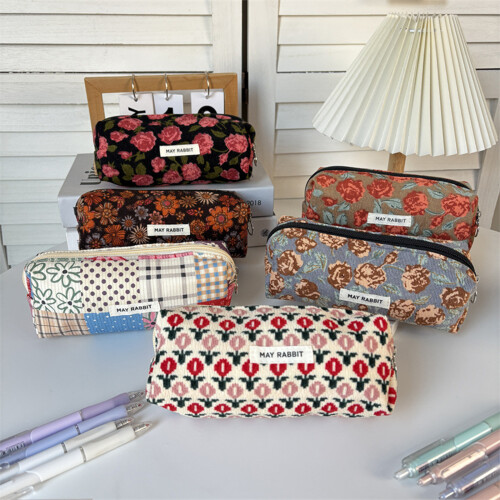 Large Capacity Corduroy Pencil Case For Students Makeup-6 2