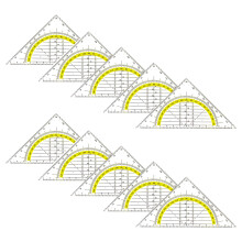 10Pcs Clear Set Square 180 Degrees Protractors Math Drafting-B
