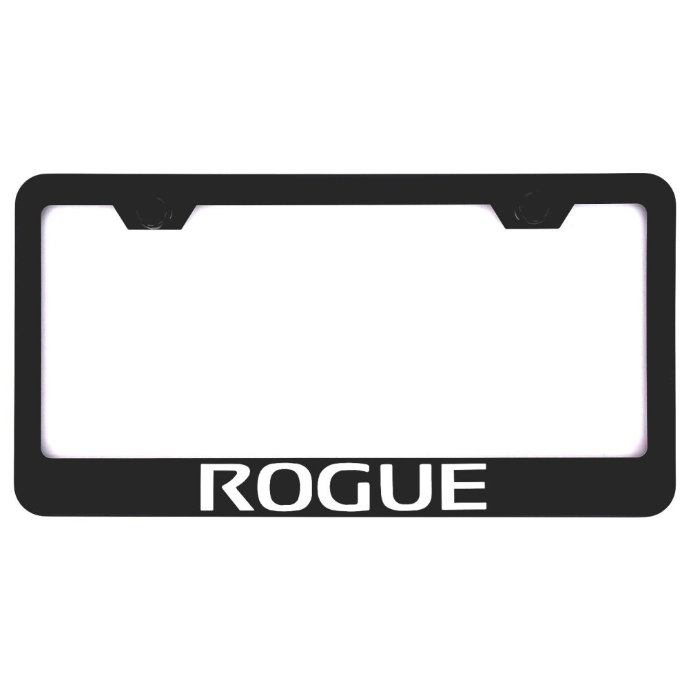 Stainless Steel License Plate Frame For Nissan Rogue With Caps And Screws, Rustproof Universal Fit Black 9189345589324