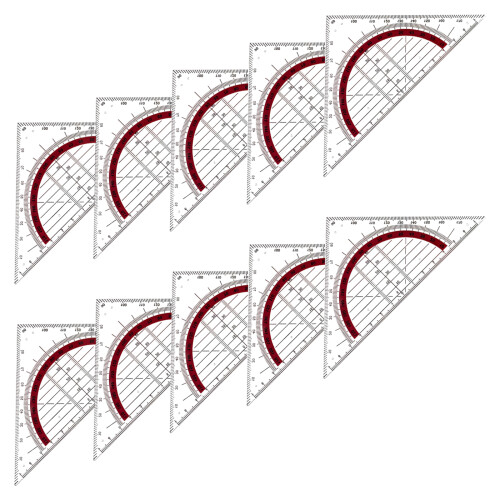 10Pcs Multifunctional 2-in-1 Set Square Math Protractor-D