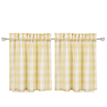 Κουρτίνες κουζίνας Gingham Tier, Κοντές κουρτίνες αγροικίας με τσέπη ράβδου, Πάνελ