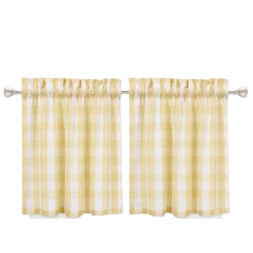 Κουρτίνες κουζίνας Gingham Tier, Κοντές κουρτίνες αγροικίας με τσέπη ράβδου, Πάνελ