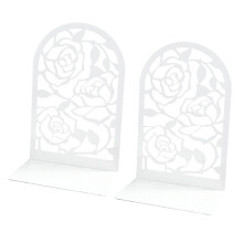 Modern Rose Themed Metal Bookends Easy To Clean-White B200