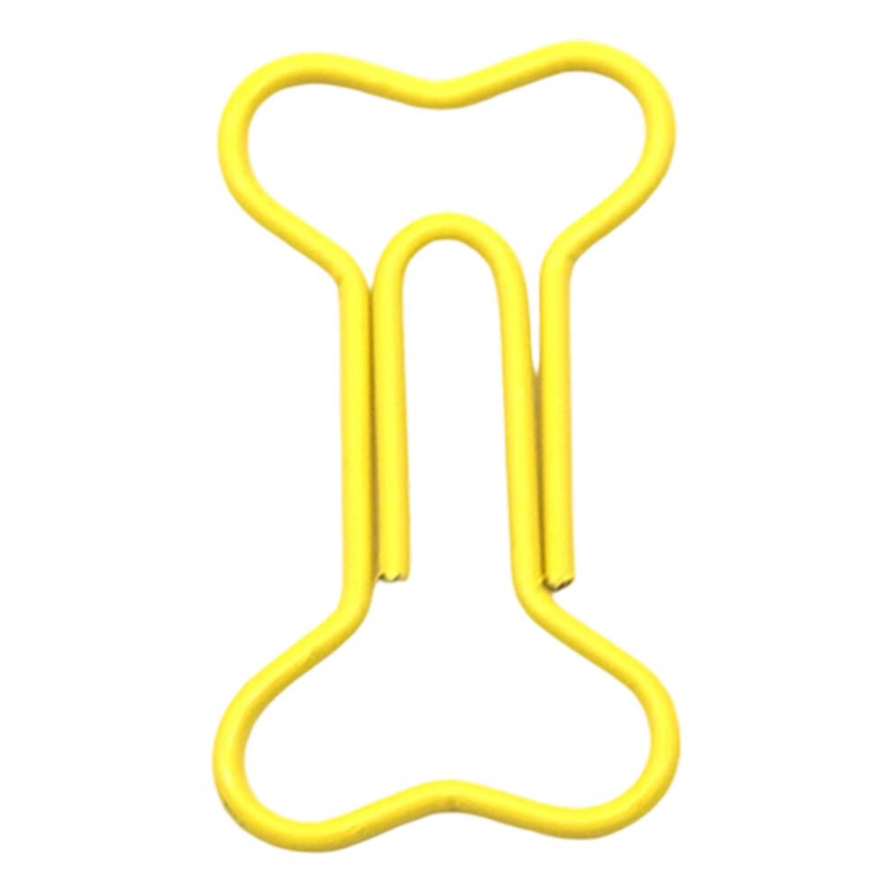 Vibrant Bone Shaped Paper Clips Set Of 100 Metal Memo-Yellow 7751000473853