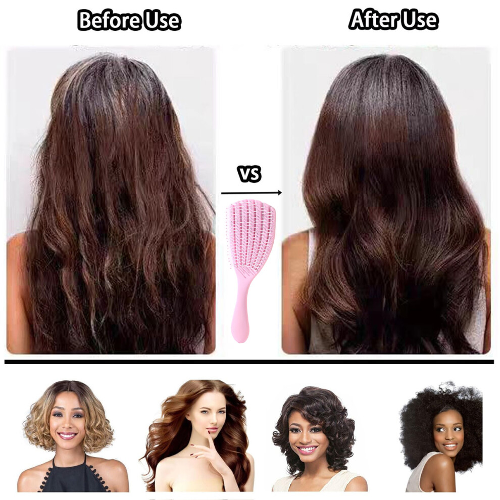 Detangling Hair Brush, Hollow Out Hair Brush for Curly and Straight Hair, Ergonomic Handle Wet And Dry Hair Comb, Frizz Control Tool for All Hair