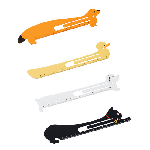 Student Essential 4pcs Animal Theme metal Rulers Double Partial