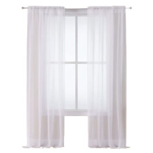 Transparente Gardinen in Leinenoptik fürs Schlafzimmer, luftig-leichte, atmungsaktive Gardinen mit Stangendurchzug, pflegeleichte,