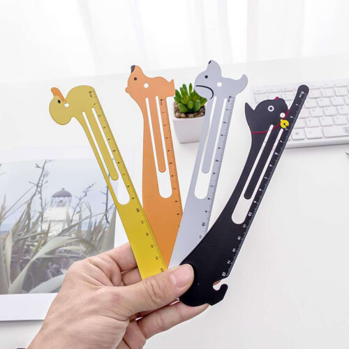 Student Essential 4pcs Animal Theme metal Rulers Double Partial 1