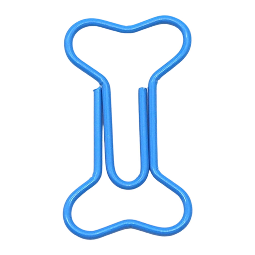 Stainless Steel Bone Shaped Paper Clips 100Pcs Office-Blue 7751000474751