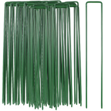 100 Pack Galvanised U Shaped Garden Stakes 20cm Heavy Duty Rust Resistant Ground Anchors