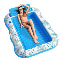 Inflatable Pool Float Beach Lounger Chair with Ergonomic Support and Quick Inflate for Lake and Pool
