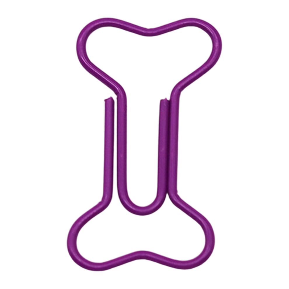 100 Pieces Unique Bone Style Metal Paper Clips-Purple 7751000474089