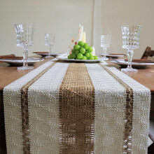 Burlap Farmhouse Table Runner with Tassels 90 Inch Rustic Boho Style for Dining and Home Decor